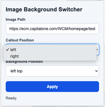 Chrome extension settings used for image swap and positioning adjustments