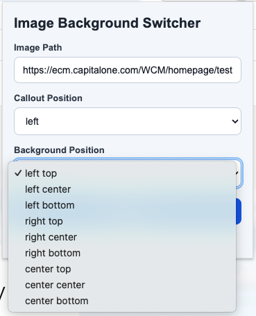 In-browser controls to test background positioning.