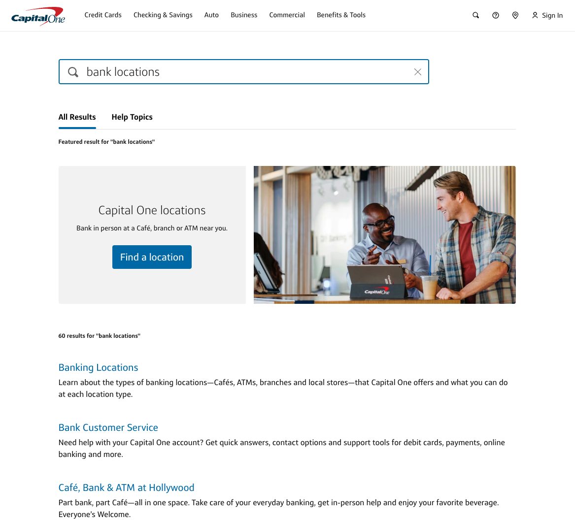 Location CTA banner inserted to bring users to branch locations portal